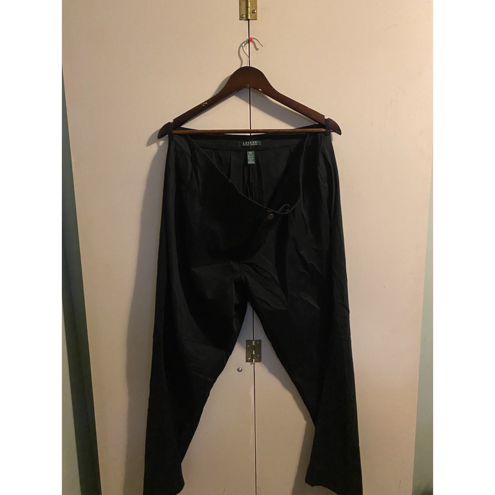 Ralph Lauren Pants Women 18W Black Good High Rise Stretch Twill Ankle